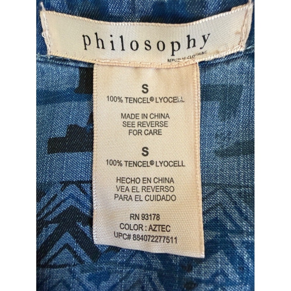 Philosophy Womens Aztec Print Chambray Shirt Dressβ Tencel Blue Size S - Picture 6 of 14
